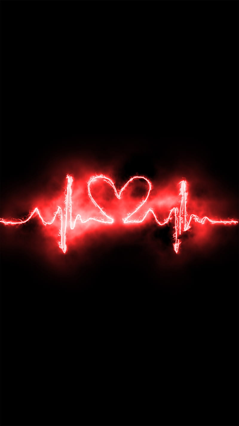 HEART RHYTHM, black, heart, love, red, rhythm, HD phone wallpaper