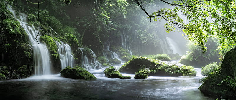 Waterfalls, Waterfall, Greenery, Nature, HD wallpaper
