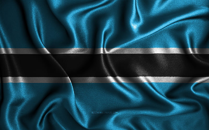 Botswana flag silk wavy flags, African countries, national symbols, Flag of Botswana, fabric flags, 3D art, Botswana, Africa, Botswana 3D flag, HD wallpaper