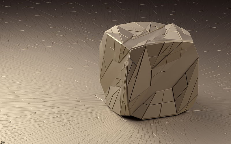 art cube line render shape triangles edges-3D Creative Design, HD wallpaper