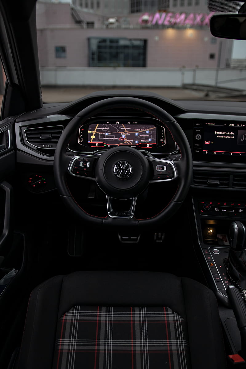 Gti Steering wheel, aggressive, black, luxus, polo, red, steering wheel, tuning, vw, HD phone wallpaper