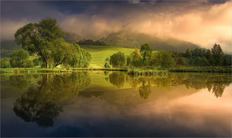 Lakes, Lake, Dawn, Reflection, Sky, HD wallpaper