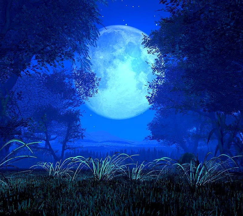  Luna azul, mavi ay, Fondo de pantalla HD