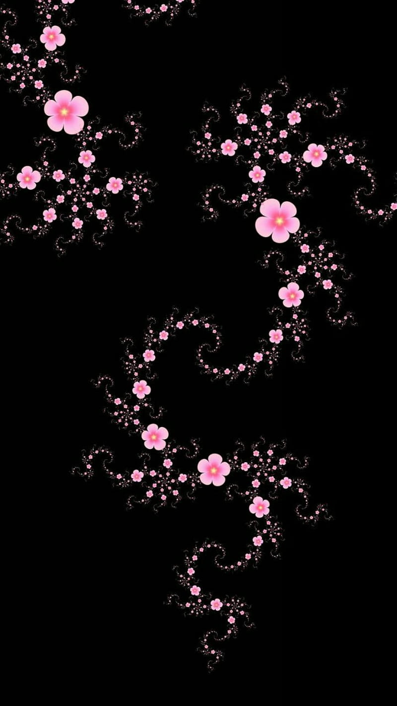 Pink Flower Escapes, black, glitter, corazones, love, love, HD phone  wallpaper | Peakpx