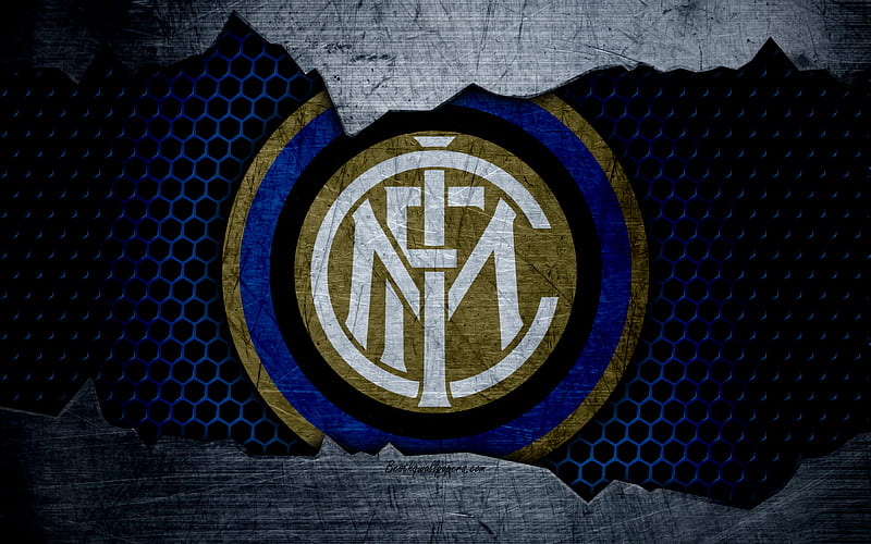 Inter Milan art, Internazionale, Serie A, soccer, logo, football club, FC Internazionale, metal texture, HD wallpaper