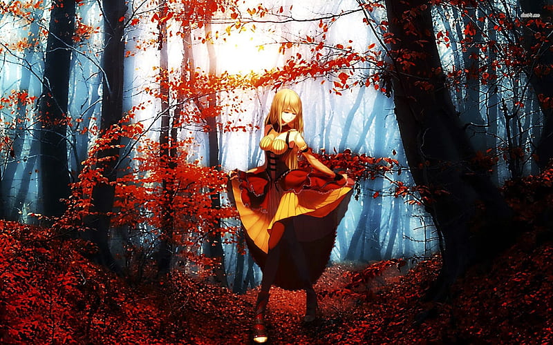 Anime outdoor friends autumn art wallpaper background  KDE Store