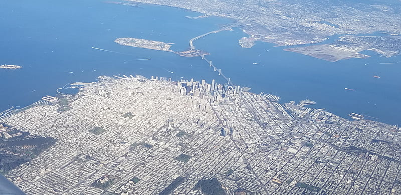 Above San Francisco, san francisco, city, sky, bay, HD wallpaper