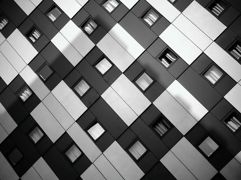White and Black Checkered Building, HD wallpaper