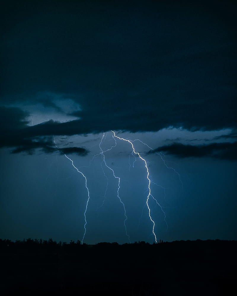 lightning, thunderstorm, night, dark, HD phone wallpaper