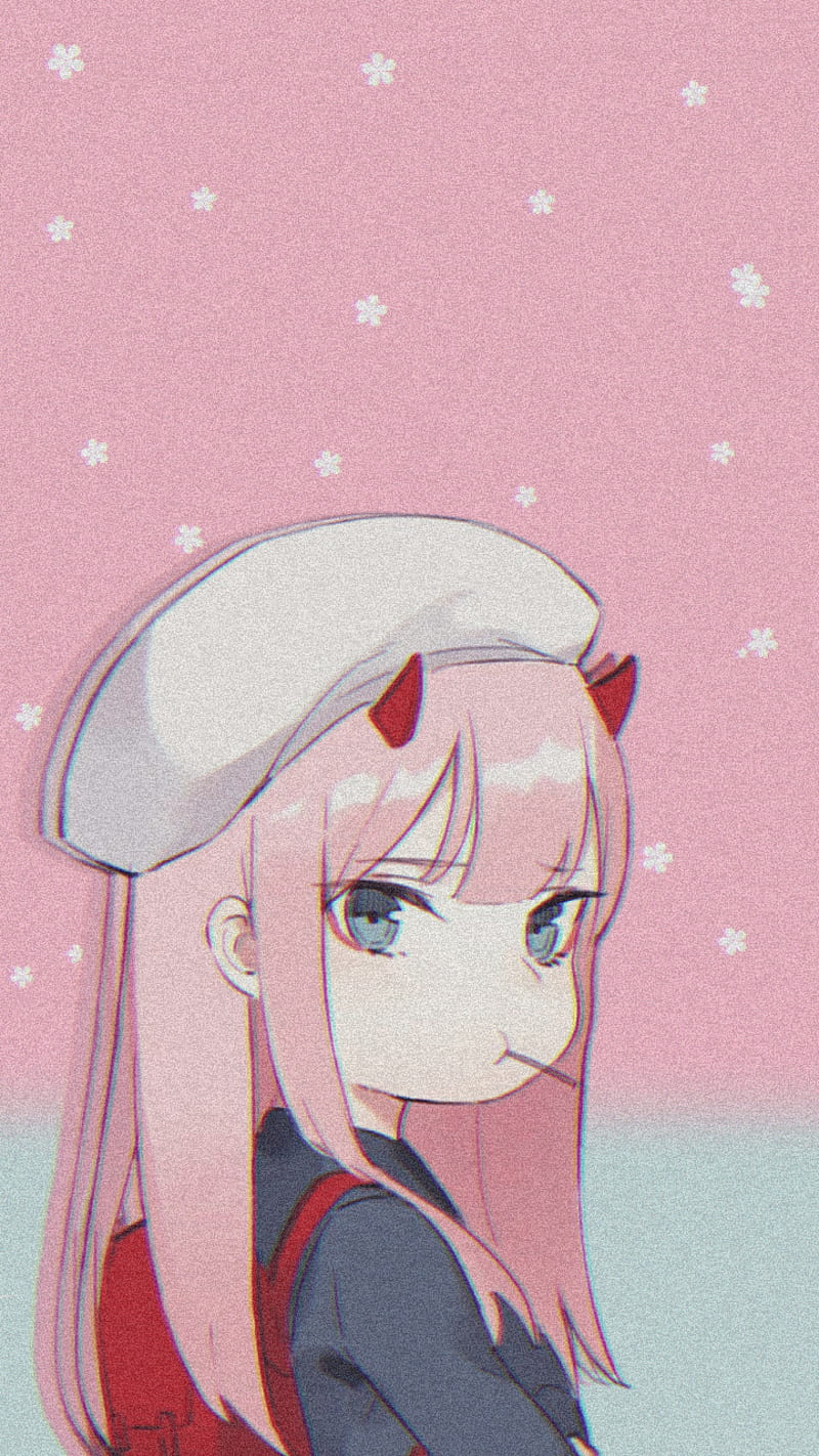 Zero two, 002, darling in the franxx, pink aesthetic, HD phone wallpaper