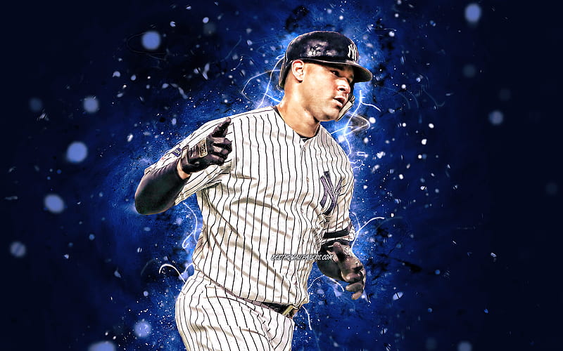 Gary Sanchez MLB, New York Yankees, pitcher, baseball, Major League Baseball, neon lights, Gary Sanchez New York Yankees, Gary Sanchez , NY Yankees, HD wallpaper