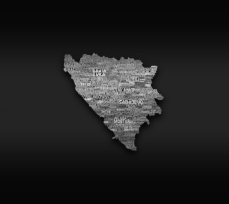 BIH LETTER MAP, bih, black, bosna, bosnia, herzegovina, letters, map, rbih, republika, HD wallpaper