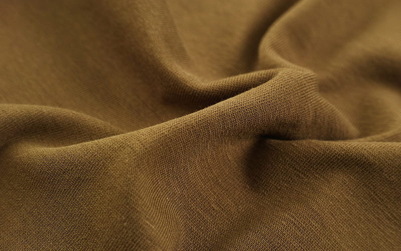 brown fabric texture macro, fabric bends, brown fabric background, fabric textures, fabric backgrounds, HD wallpaper
