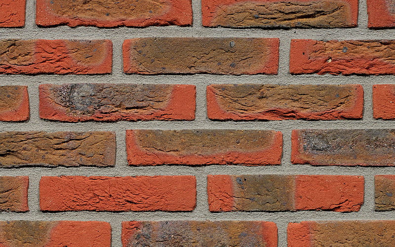brown brickwall, close-up, brown bricks, bricks textures, brown brick wall, bricks, wall, macro, identical bricks, brown bricks background, HD wallpaper