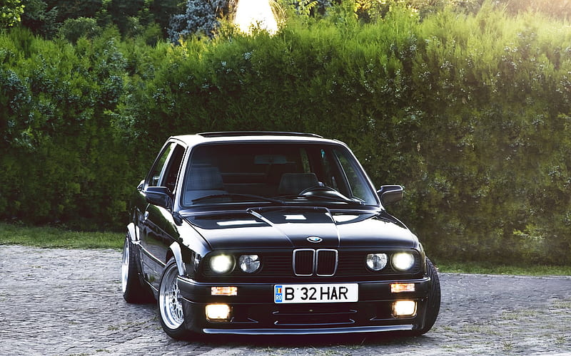 tuning, BMW 3-Series, E30, german cars, low rider, black m3, stance, BMW, HD wallpaper
