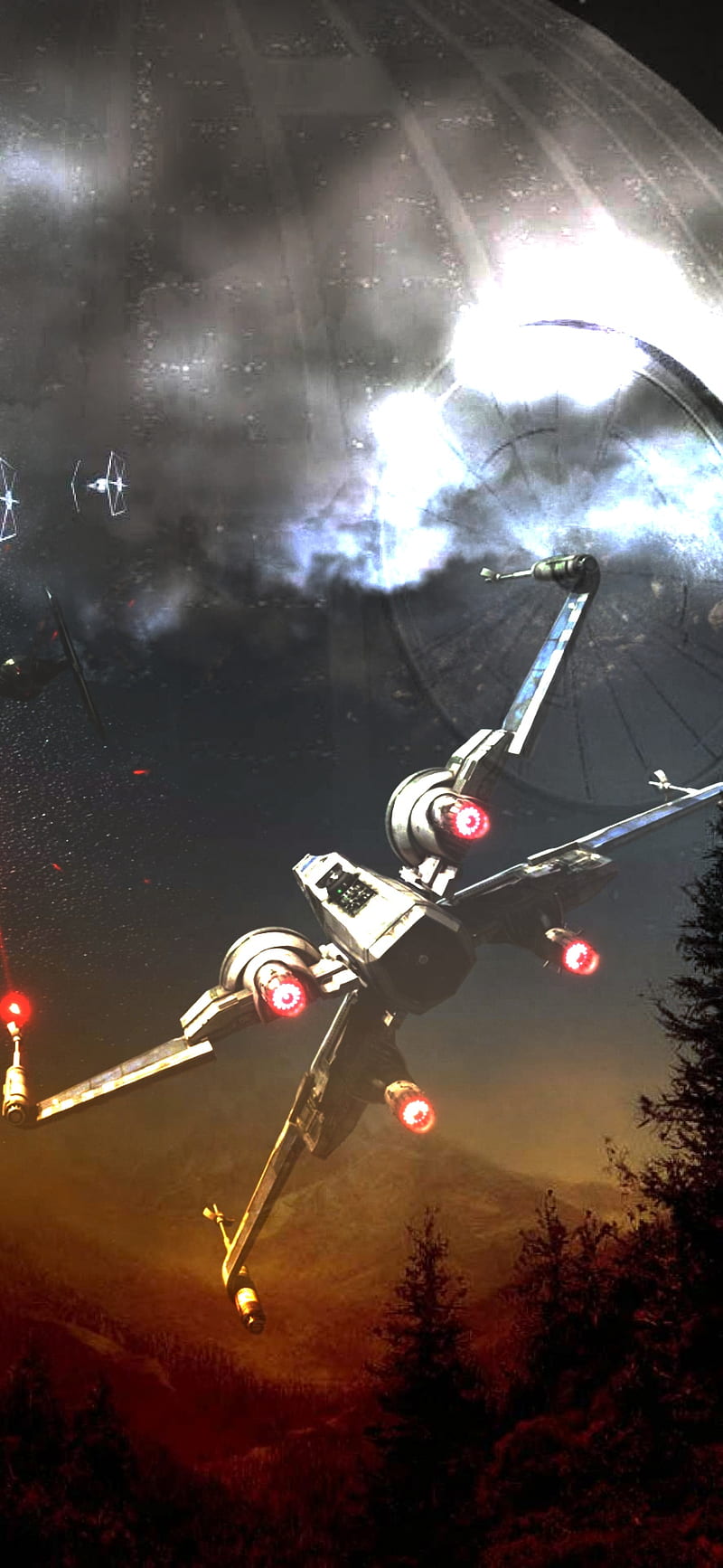 Star Wars X-Wing, death star, empire, star wars, HD phone wallpaper