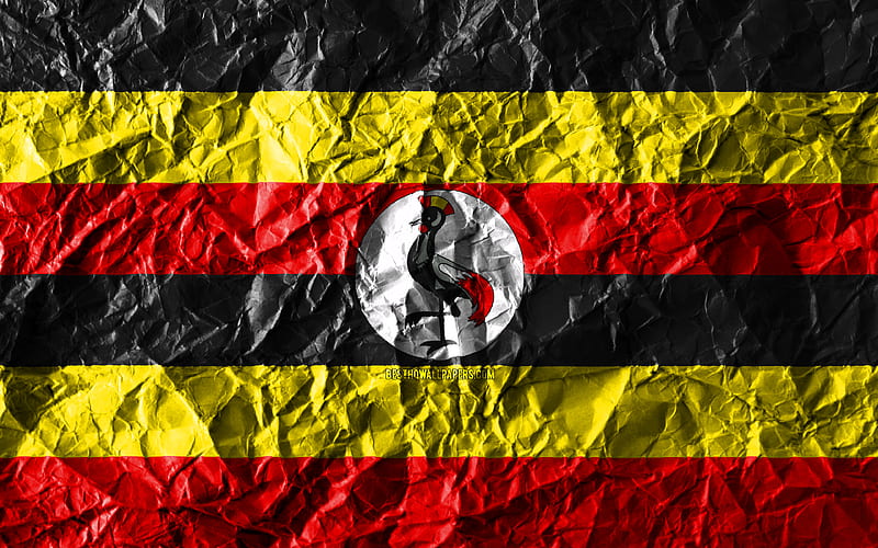Ugandan flag crumpled paper, African countries, creative, Flag of Uganda, national symbols, Africa, Uganda 3D flag, Uganda, HD wallpaper