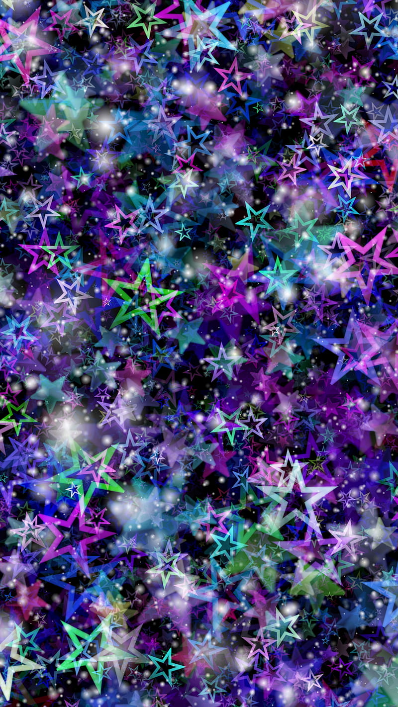 Colorful abstraction , stars, glare, shine, abstract, HD phone wallpaper