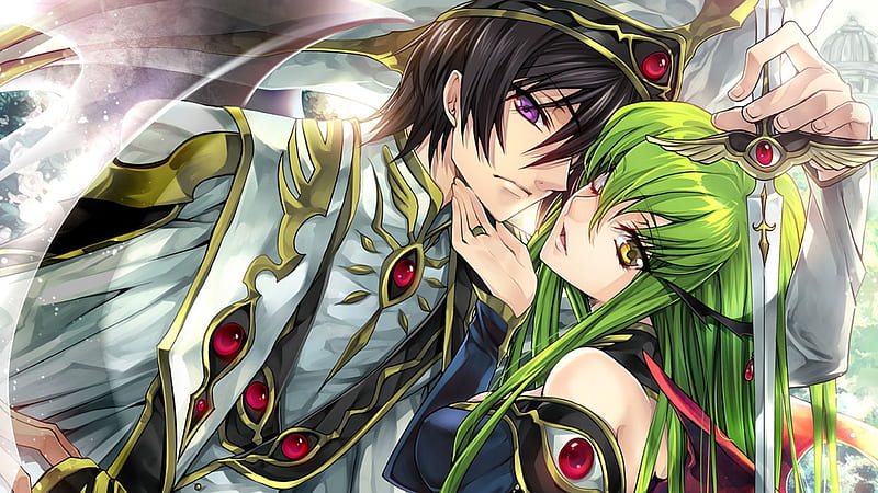 Guren Seiten, red, code geass, float, magic, wing, robot, fantasy, mecha,  anime, HD wallpaper