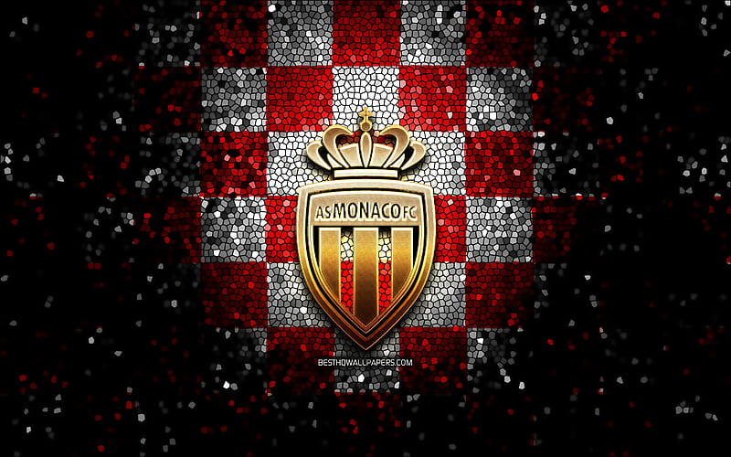 Close-up da bandeira ondulada com o logotipo do clube de futebol AS Monaco  FC — Fotografia de Stock Editorial © alexeynovikov #139637376