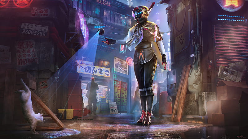 Rabbidroid Scifi Girl , scifi, cyberpunk, artist, artwork, digital-art, artstation, HD wallpaper