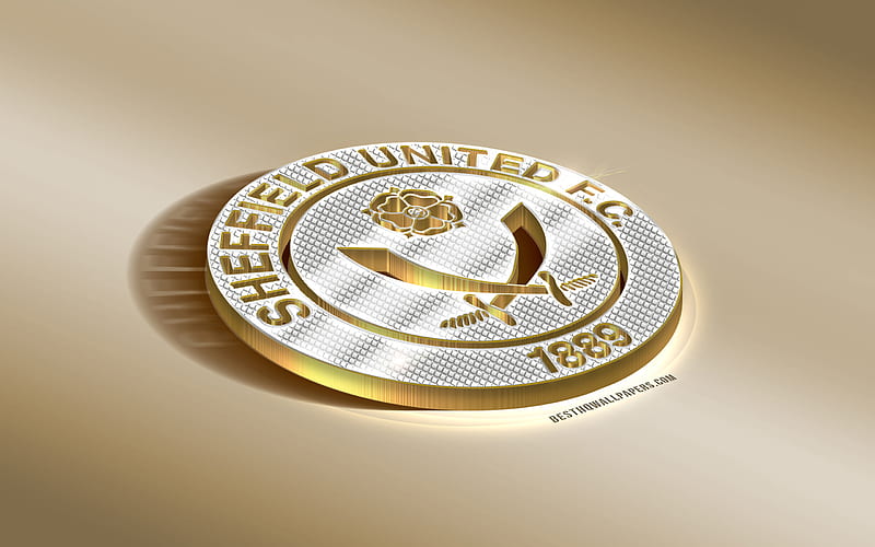 Sheffield United FC, English football club, golden silver logo, Sheffield, England, EFL Championship, 3d golden emblem, creative 3d art, football, HD wallpaper