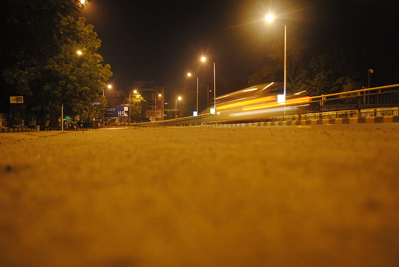 ahmedabad city, night, nightlife, outdoor, road, street, yellowlight, HD wallpaper