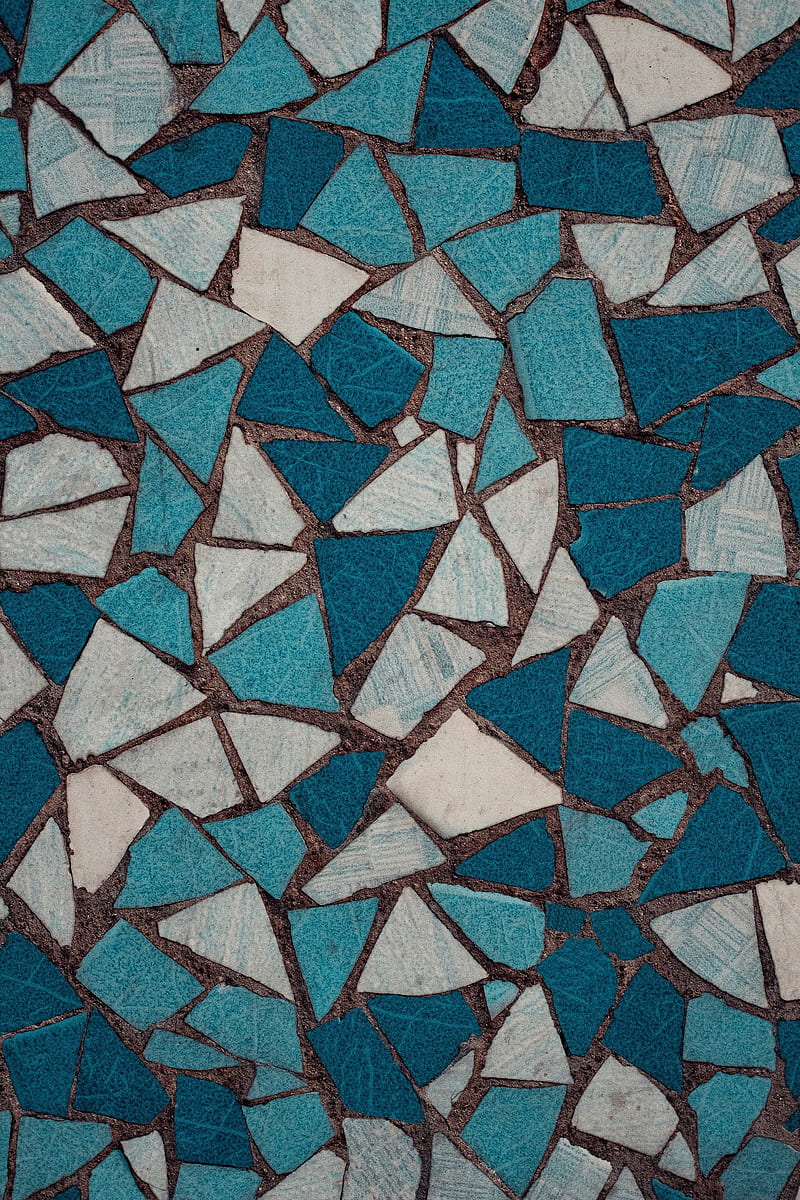mosaic, texture, shards, blue, white, HD phone wallpaper