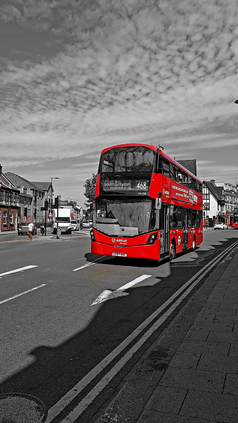 Bus, black, london, new, red, travel, urban, vehicle, white, HD phone wallpaper
