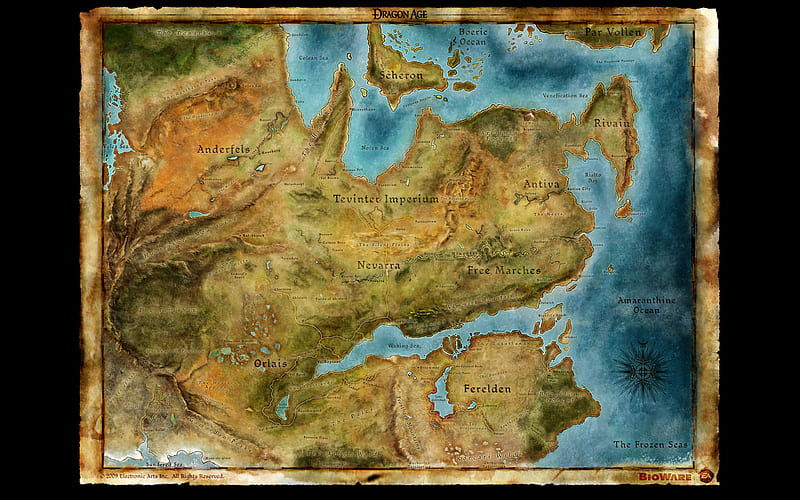 Map of Thedas, origins, dragon age, ferelden, thedas, bioware, HD wallpaper