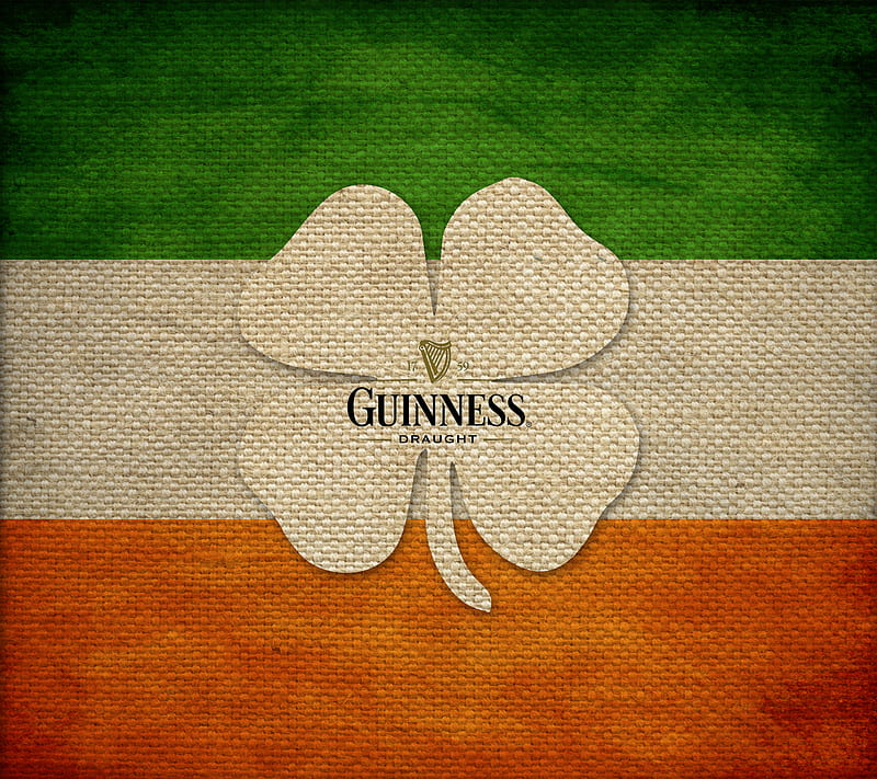 Guinness Shamrock, beer, burlap, flag, irish, patrick, HD wallpaper