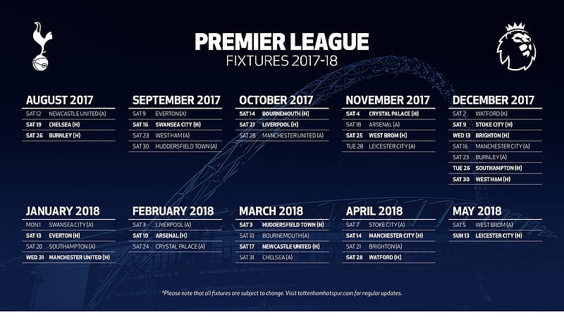 Tottenham Hotspur F.C. fixture list 2017/18, Spurs, Fixtures, 2017 2018, List, HD wallpaper