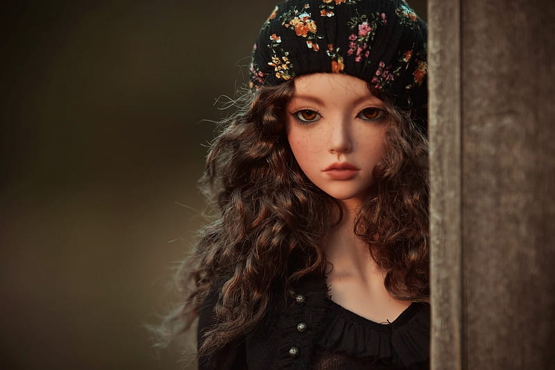 Doll, girl, papusa, beauty, face, hat, HD wallpaper
