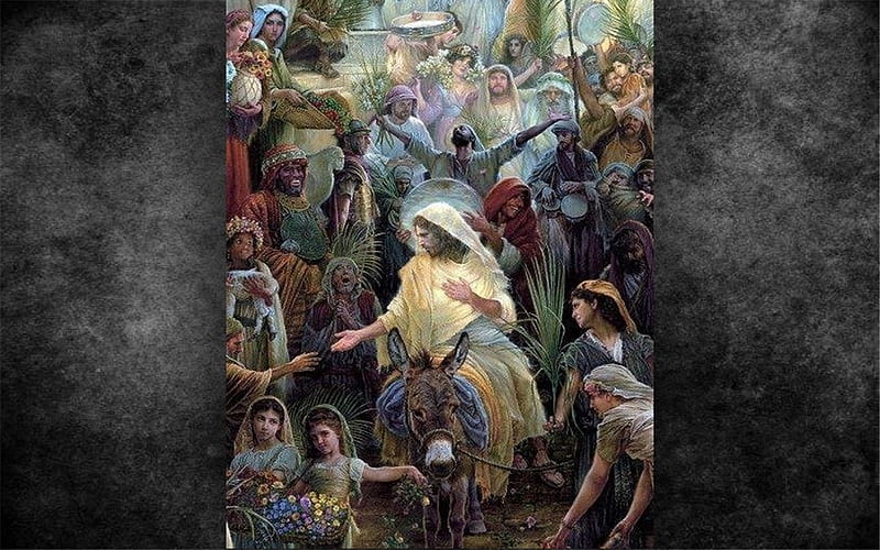 Entry into Jerusalem, into Jerusalem, Jesus, Easter, Christ, people, entry, HD wallpaper