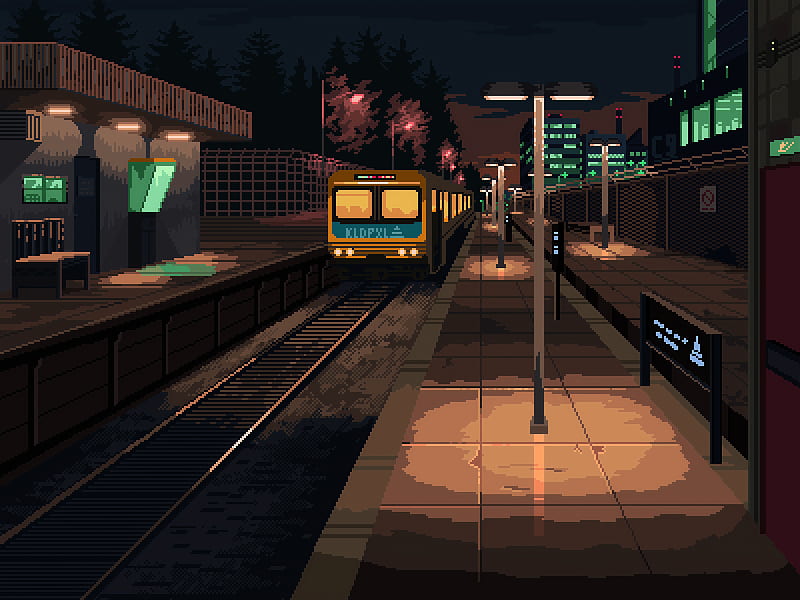 Train Station 8 Bit, 8-bit, train, train-station, artist, artwork, digital-art, HD wallpaper