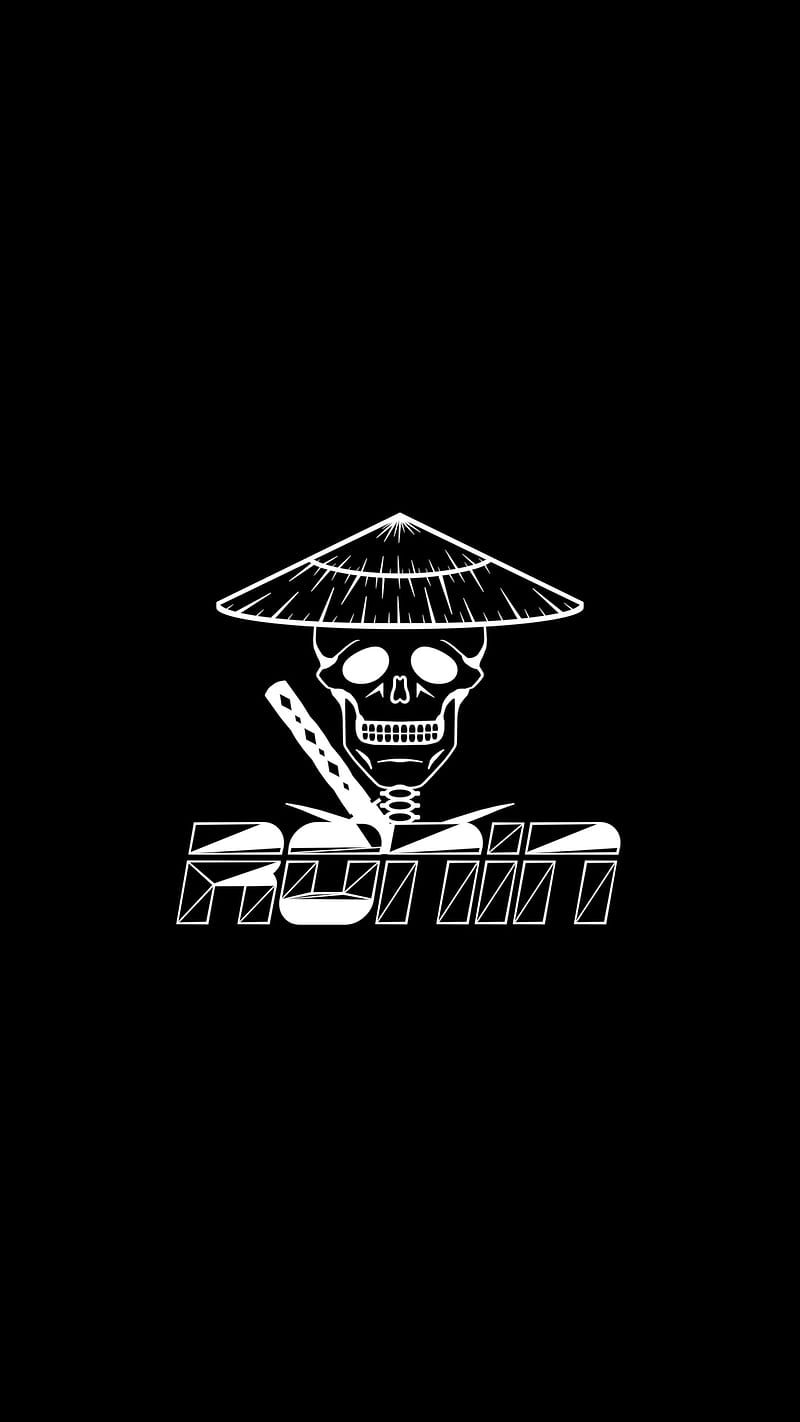 Black Ronin, logo, minimalism, samurai, skeleton, skulls, HD phone wallpaper