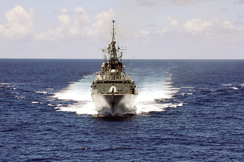 Frigate HMCS Winnipeg, halifax, ocean, hmcs, sea, frigate, winnipeg, canadian, missile, warship, canada, HD wallpaper
