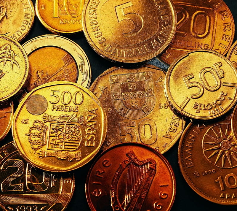 coins, color, golden, HD wallpaper