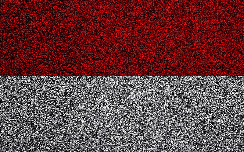 Flag of Monaco, asphalt texture, flag on asphalt, Monaco flag, Europe, Monaco, flags of european countries, HD wallpaper