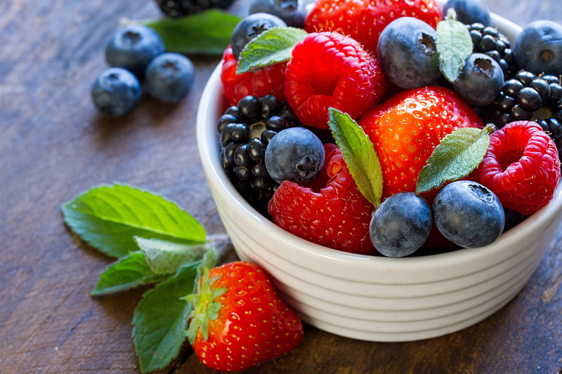 Fruit Bowl fruit, food, berries, HD wallpaper