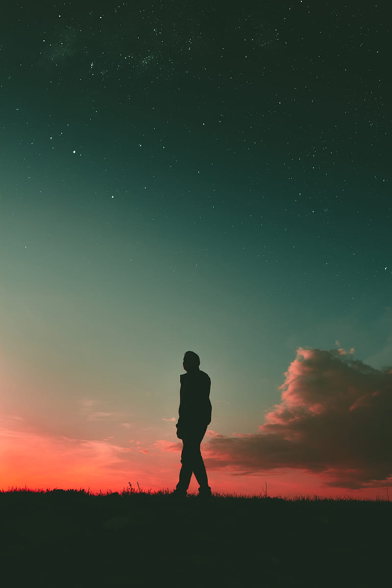 silhouette of man during sunset, HD phone wallpaper