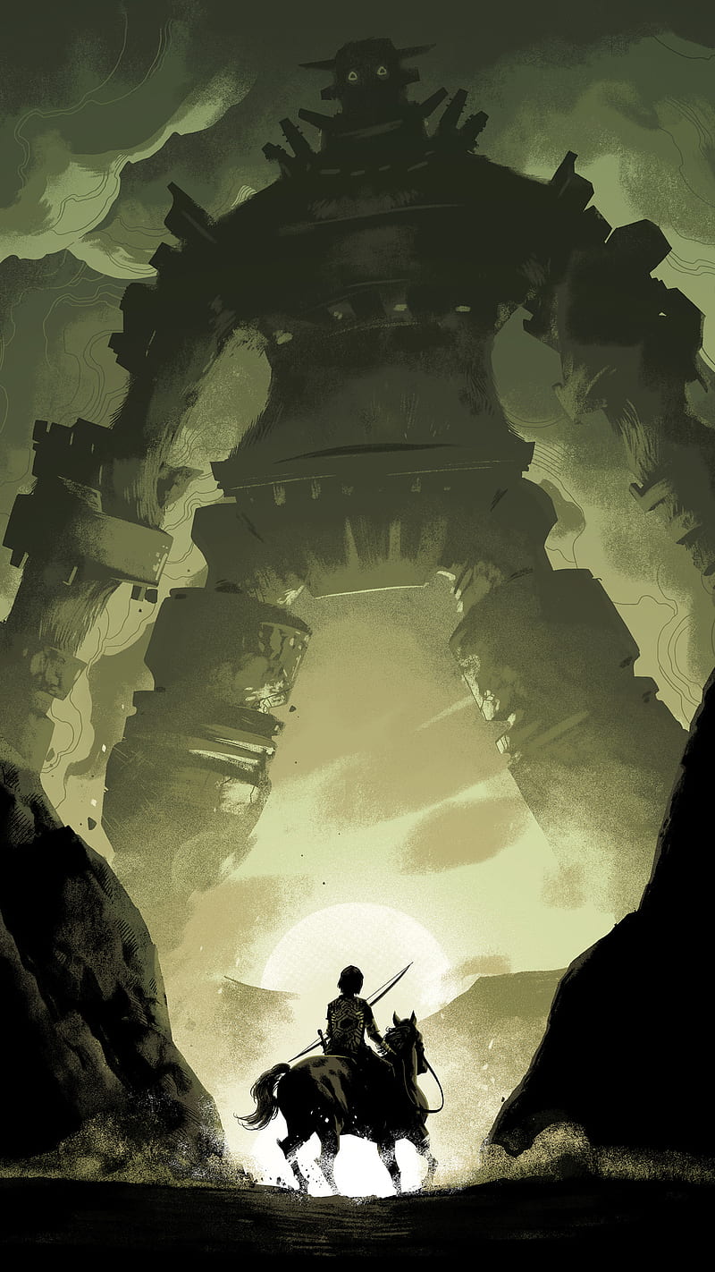 Made Shadow of colossus japanese themed phone wallpaper. I'm going to make  more for PS4 and PC for any one who cares. : r/ShadowoftheColossus