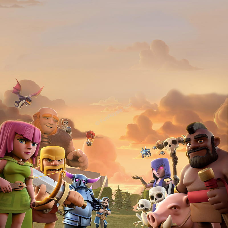 Clash Of Clans Troops, clash-of-clans, supercell, games, hog-rider, barbarian, archer, giant, HD phone wallpaper