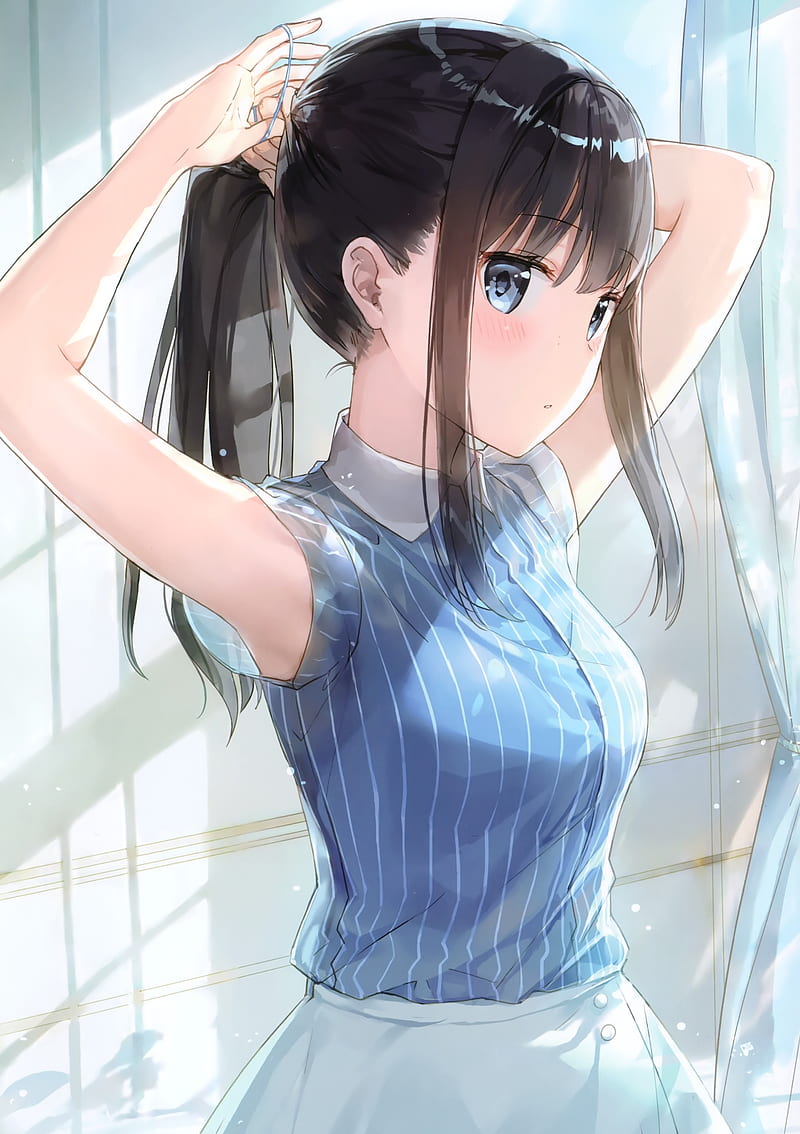Anime girl, black hair, pretty, Anime, HD phone wallpaper | Peakpx