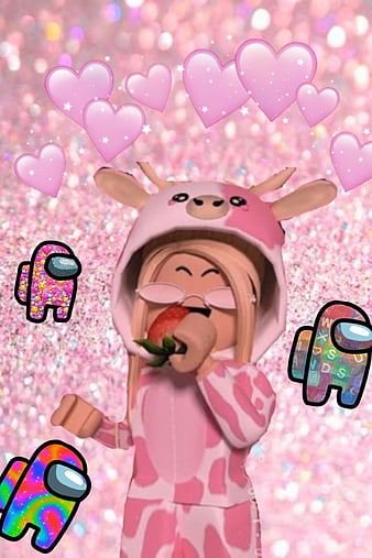 Pink aesthetic, among us, glitters, roblox, HD mobile wallpaper