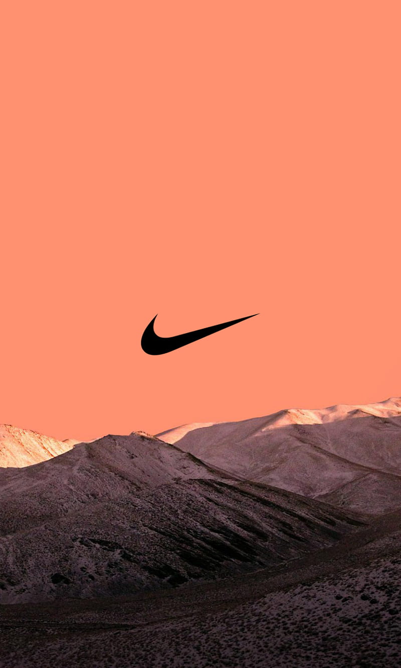 Nike Mountains, brands, logos, mountains, nike, orange, HD phone wallpaper