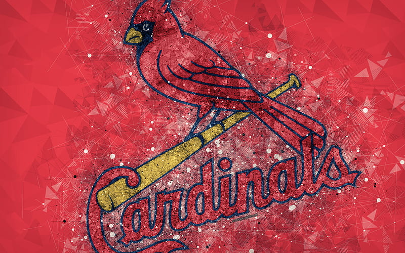 St Louis Cardinals American baseball club, geometric art, red abstract background, National League, MLB, St Louis, Missouri, USA, baseball, Major League Baseball, HD wallpaper