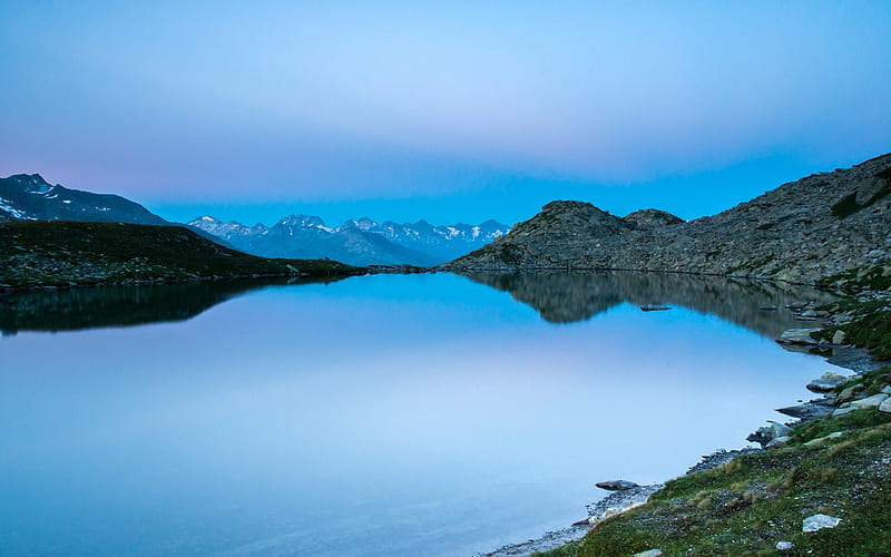 Empty Lake In The Alps, HD wallpaper