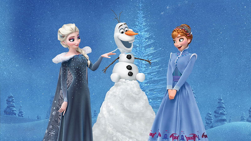 Olaf's Frozen Adventure (2017), elsa, white, blue, winter, iarna, poster, anna, movie, frozen olaf s adventure, fantasy, disney, HD wallpaper