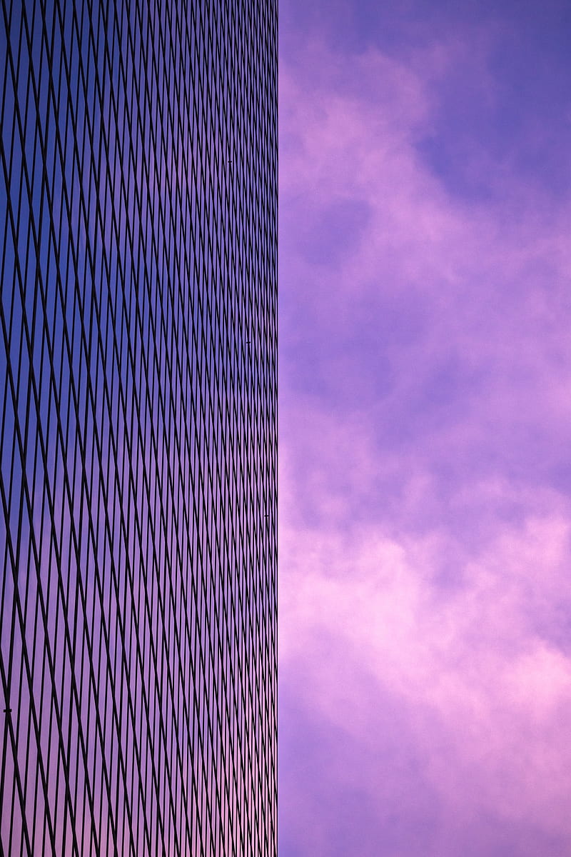 building, sky, minimalism, purple, HD phone wallpaper